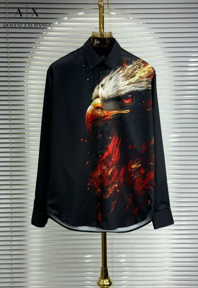 Armani Exchange Black Pemium Eagle Printed Quality Shirt