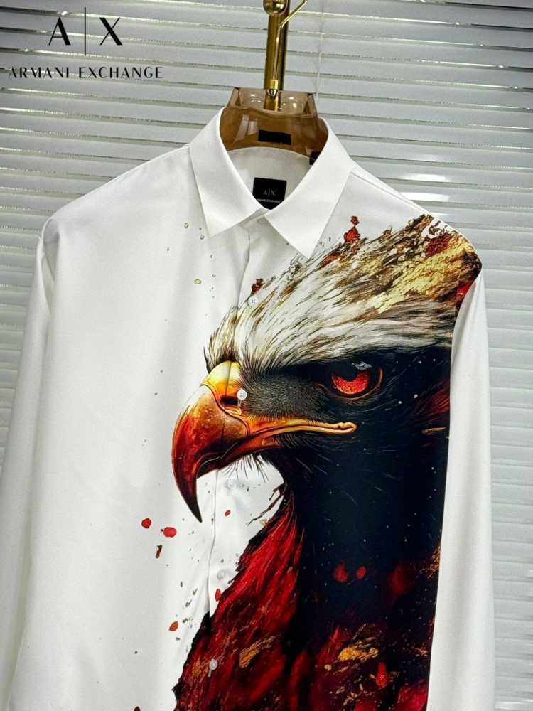 Armani Exchange White Premium Eagle Printed Quality Shirt-thumb-2