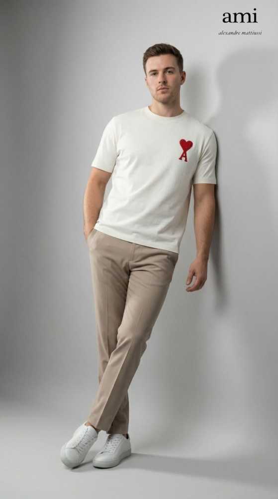 Ami White Premium Quality Heart Logo T-shirt