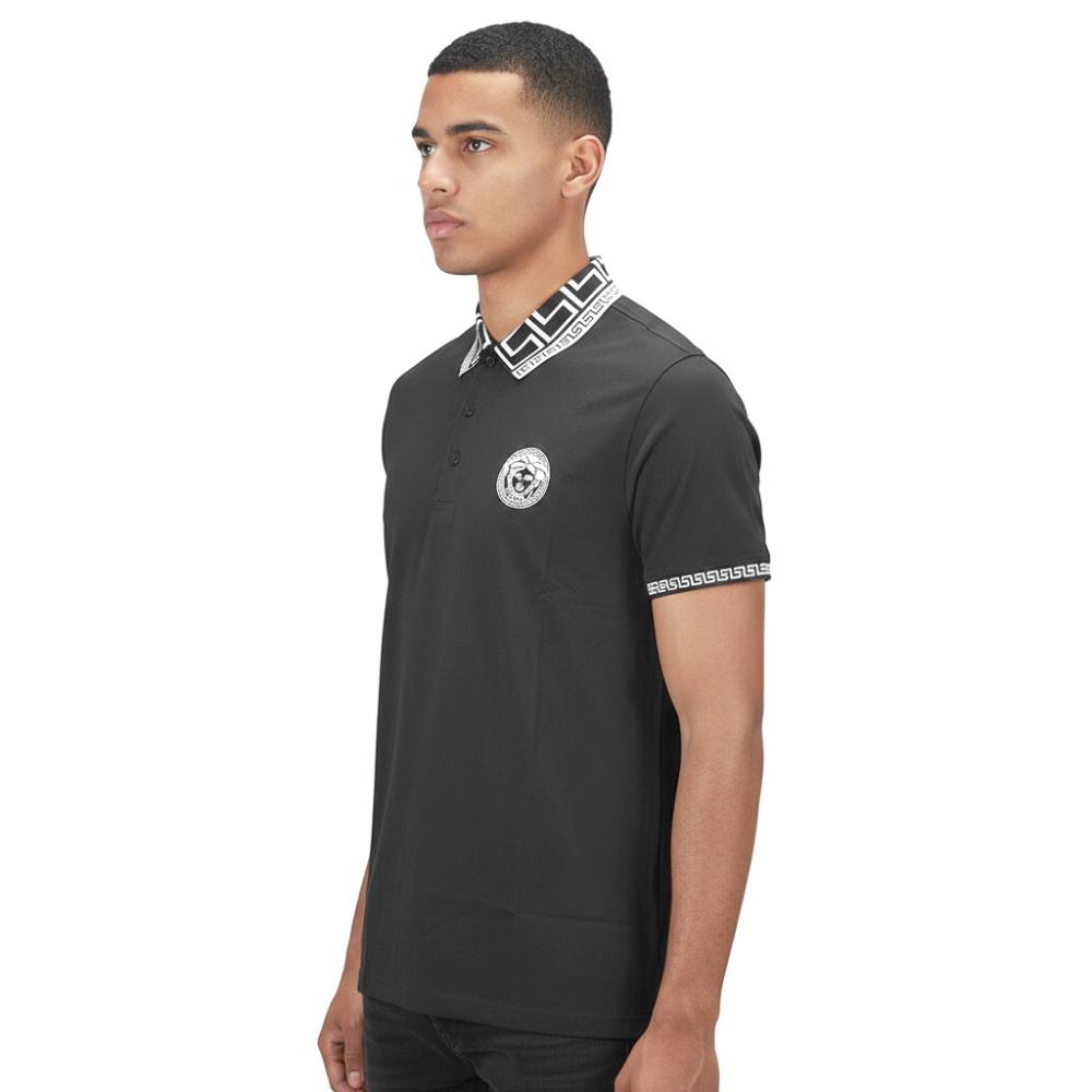 Versace Embroidered logo Black Premium Polo T-shirt-thumb-0