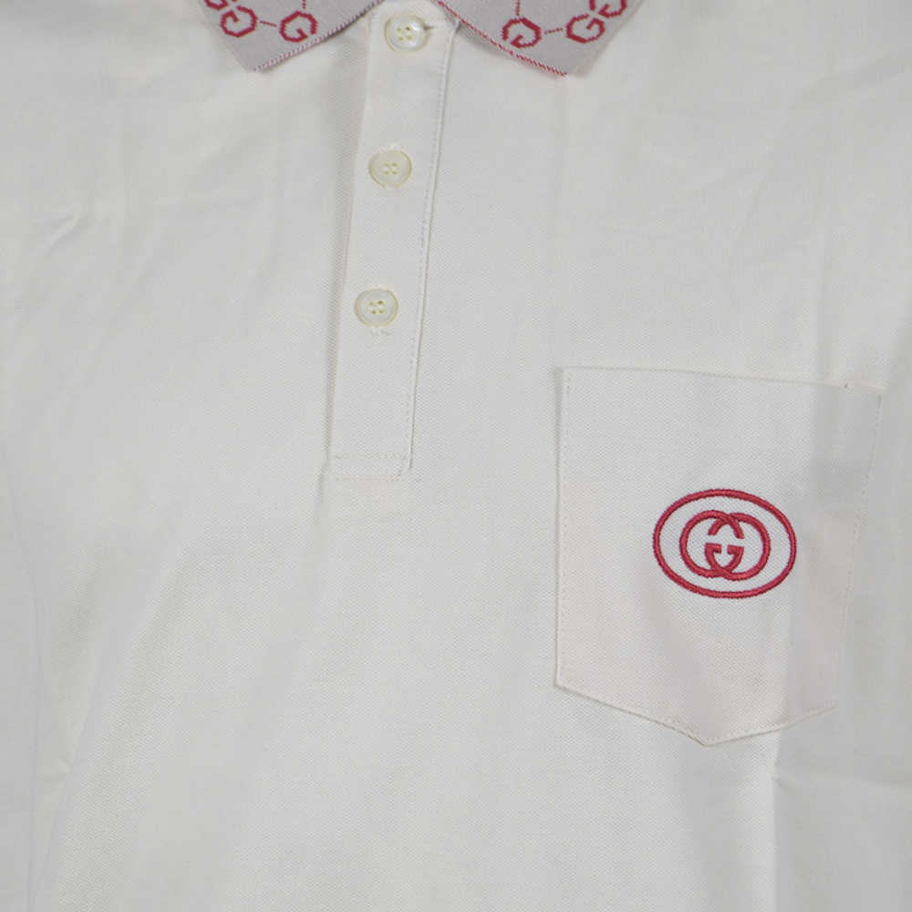 Gucci Embroidered White Premium Polo T-shirt-5