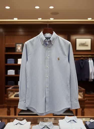 Ralph Lauren Blue Premium Quality Cotton Shirt-thumb-4