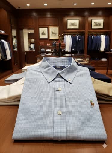 Ralph Lauren Blue Premium Quality Cotton Shirt-thumb-3