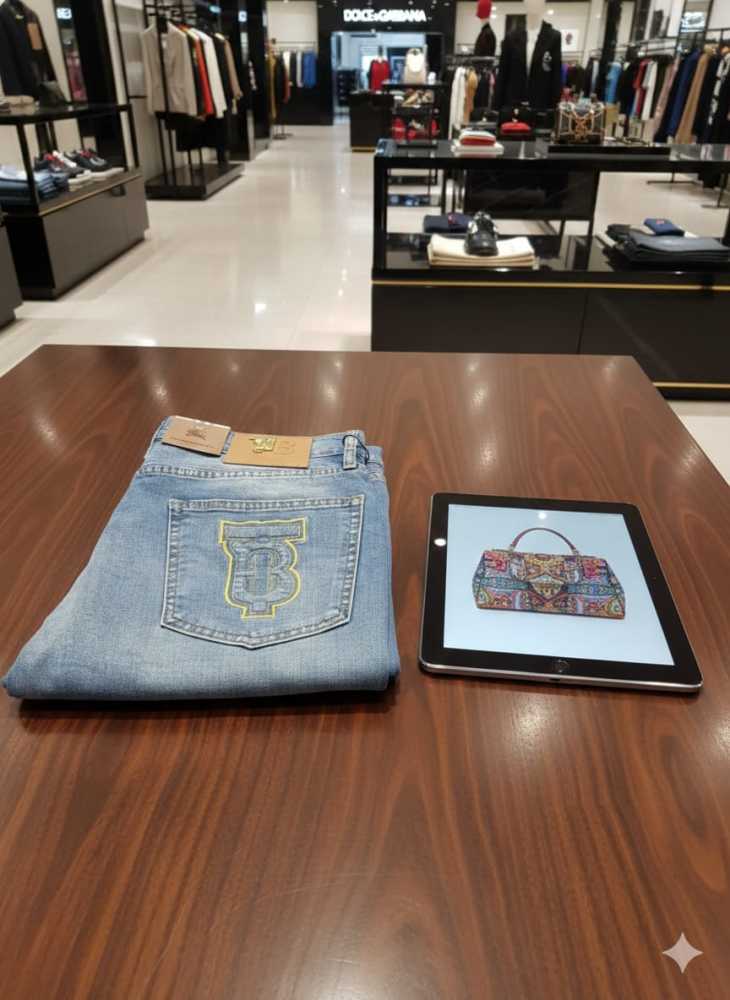 Burberry Light Blue Premium Denim Jeans-thumb-3