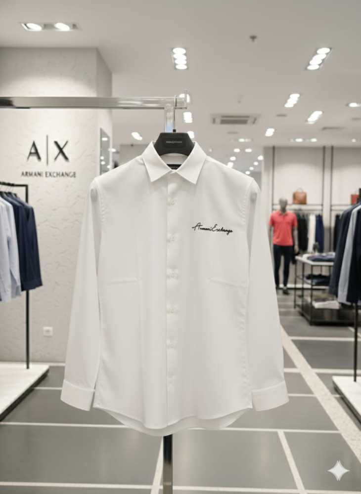 Armani Exchange White Premium Quality Cotton Shirt-thumb-3