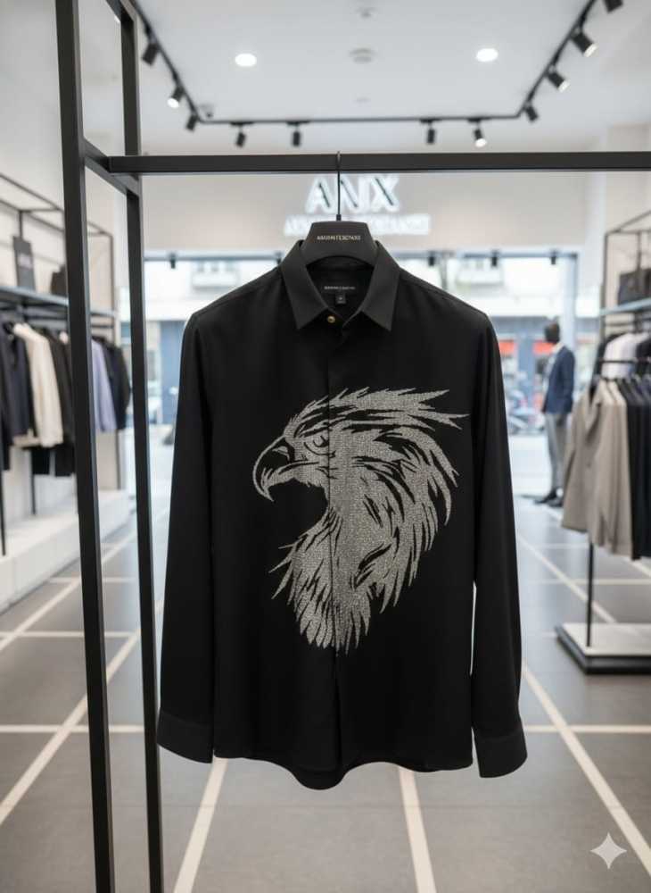 Armani Exchange Black Premium Eagle Printed Quality Shirt-thumb-2