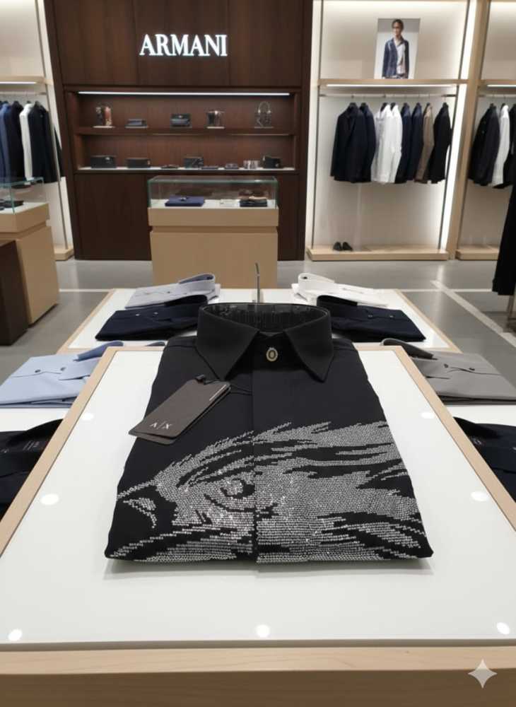 Armani Exchange Black Premium Eagle Printed Quality Shirt-thumb-3