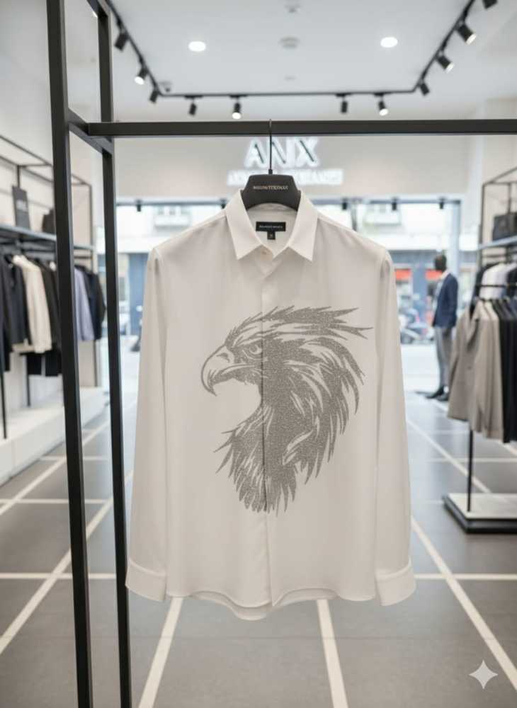 Armani Exchange White Premium Eagle Printed Quality Shirt-thumb-2