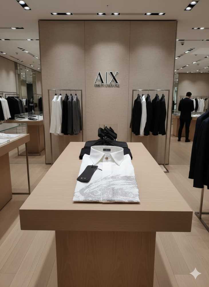 Armani Exchange White Premium Eagle Printed Quality Shirt-thumb-3