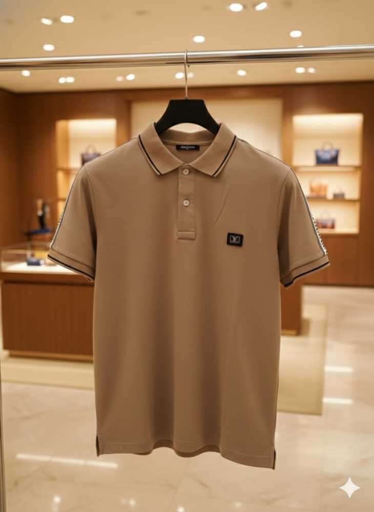 Louis Vuitton Brown Embroidery Logo Premium T-shirt-thumb-2