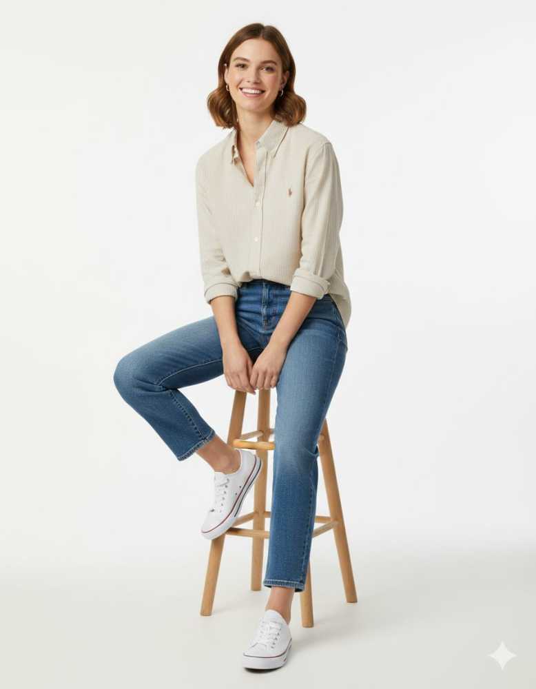 Ralph Lauren Cream Premium Quality Women Shirt