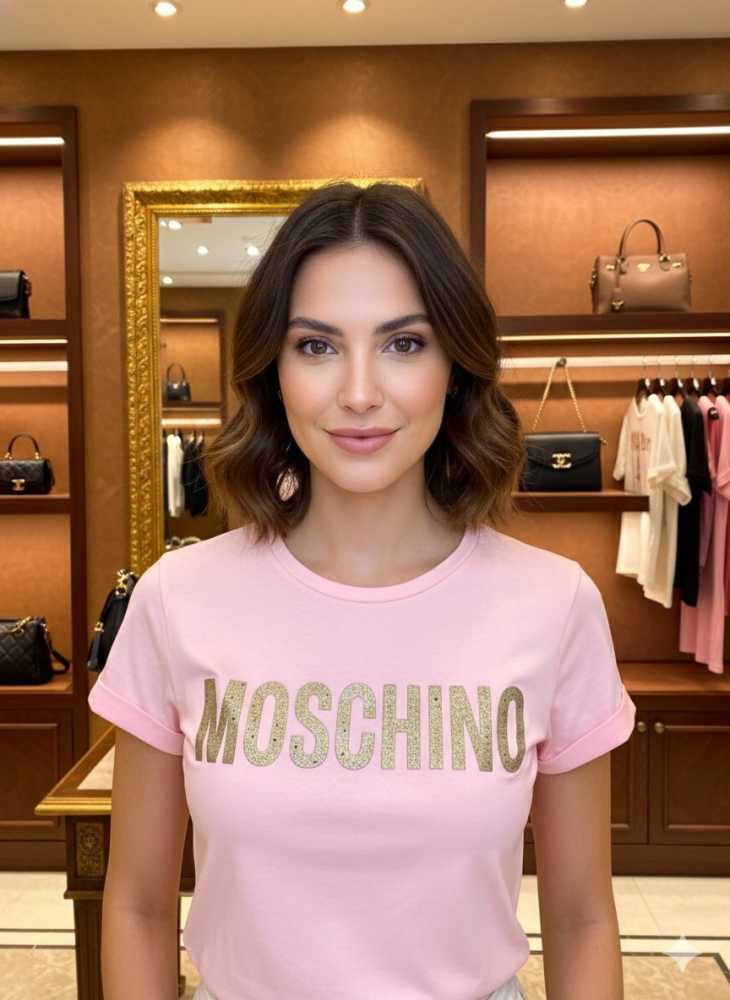 Moschino Pink Premium Quality Women T-shirt
