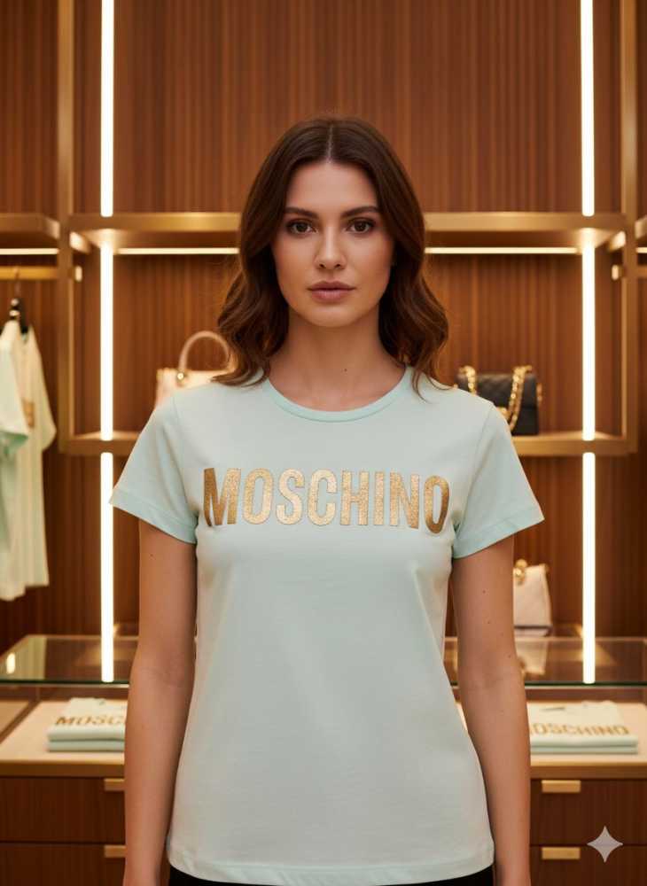 Moschino Sky Blue Premium Quality Women T-shirt