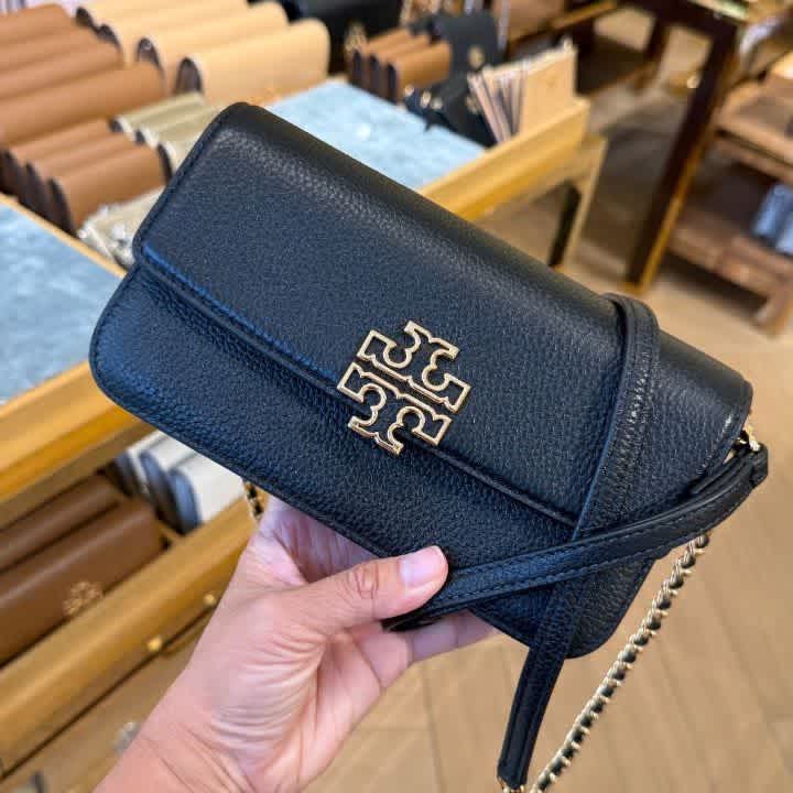 Tory Burch Britten Chain Wallet Black Wristlet Handbag