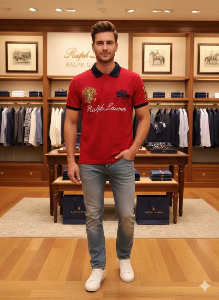 Ralph Lauren Red Premium Collar T-shirt
