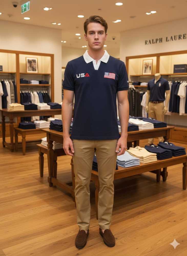 Ralph Lauren Blue Premium Collar T-shirt