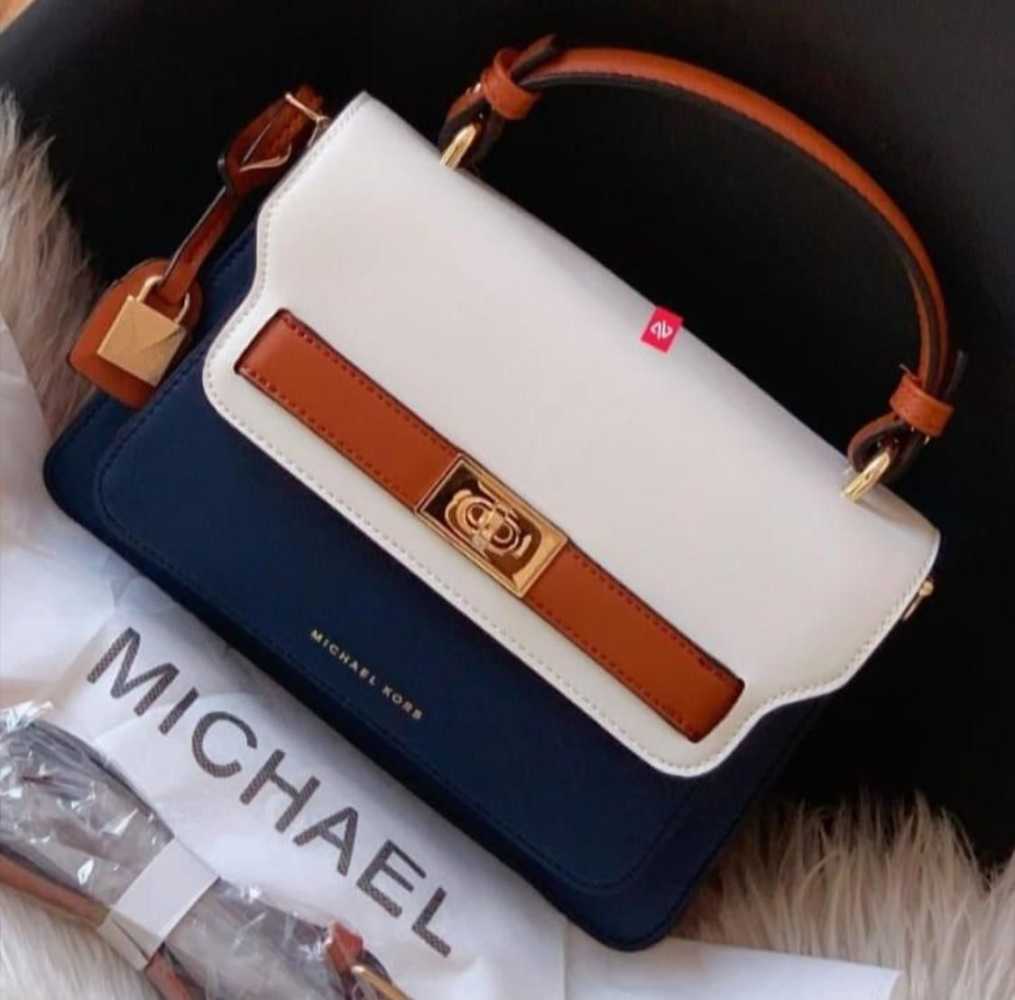 Michael Kors Kelly White/Blue Top Handle Bag