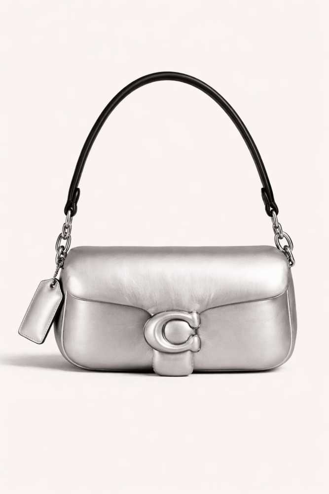 Coach Tabby Puffy Silver Shoulder Bag