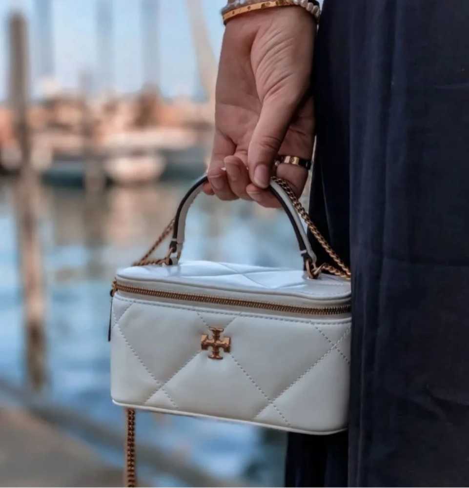 Tory Burch Diamond Kira White Quilted Vanity Shoulder Bag