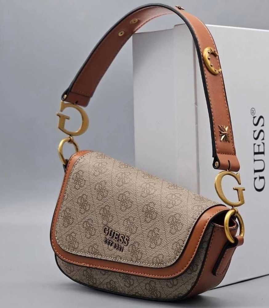 Guess Noelle Golden Brown Shoulder Bag