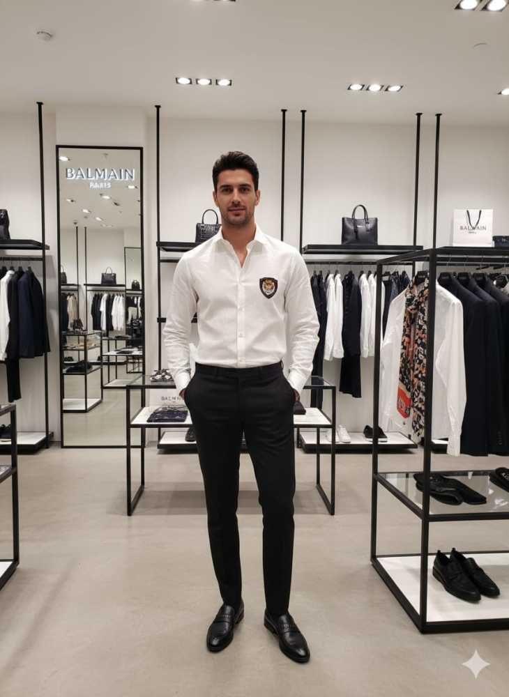 Balmain Embroidered White Premium Cotton Shirt