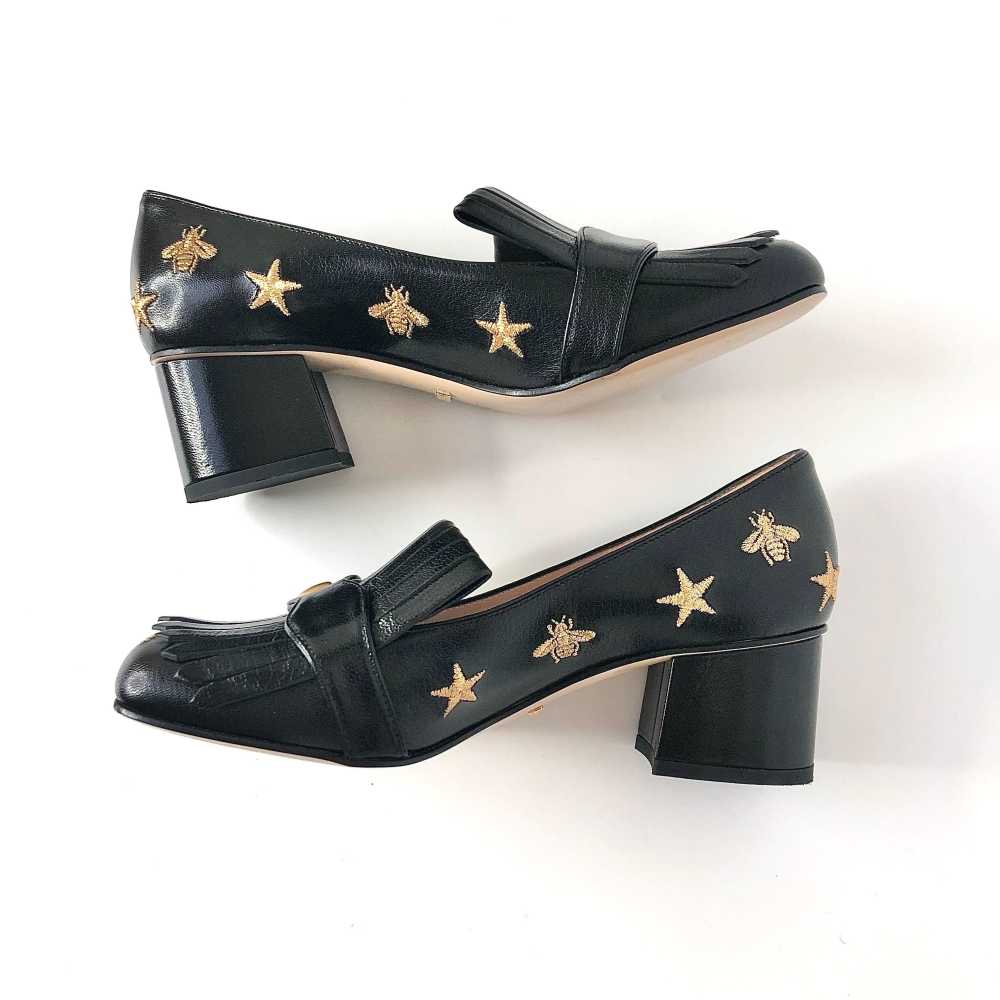 Gucci Marmont Black Mid High Heel Sandals-1