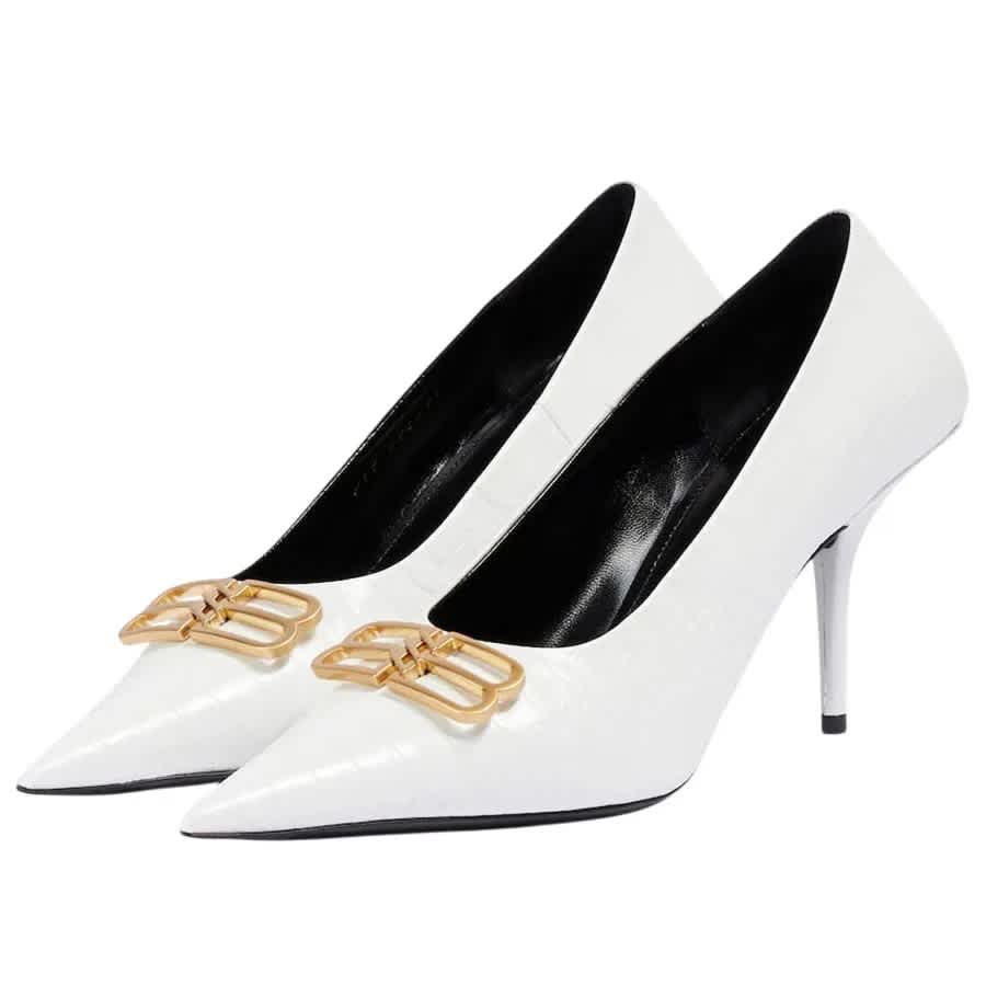 Balenciaga BB White Mid High Heel Sandals