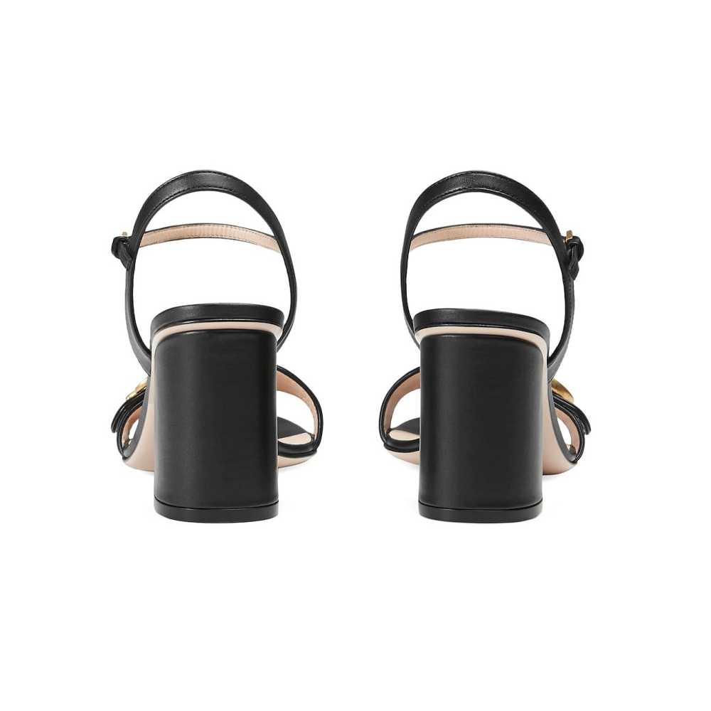 Gucci Marmont Black Mid High Heel Sandals-2