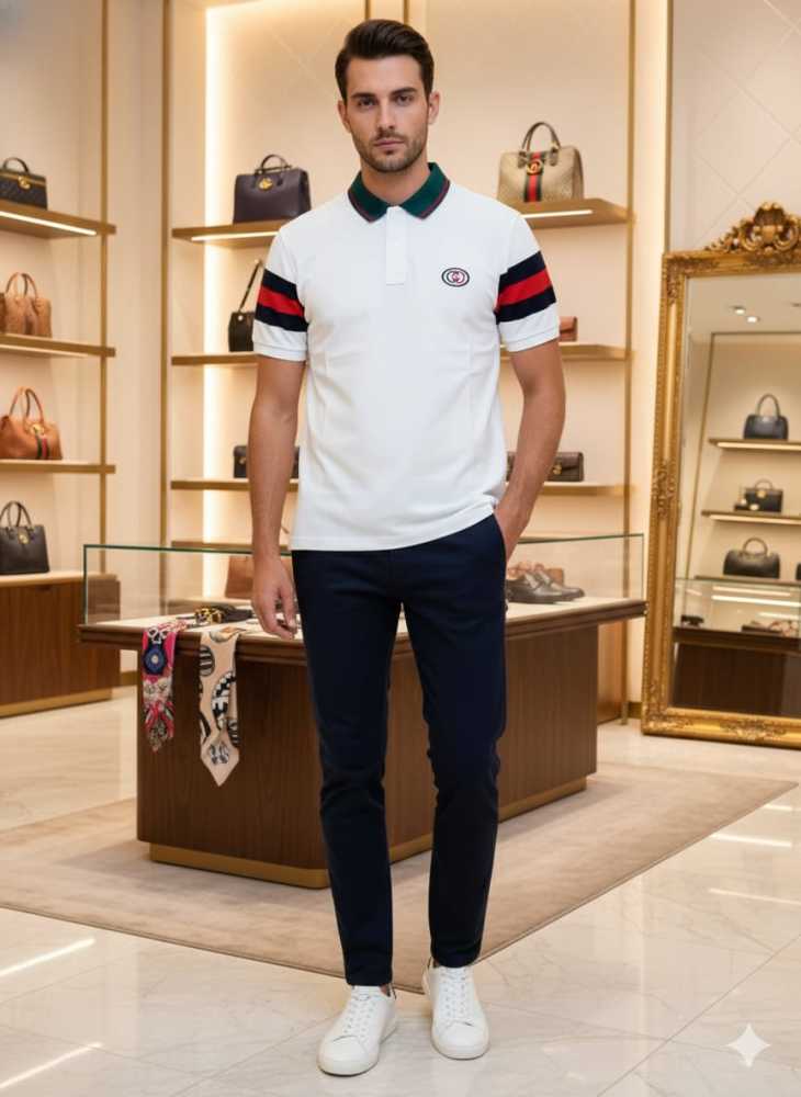 Gucci White Premium Quality Polo T-shirt-thumb-0