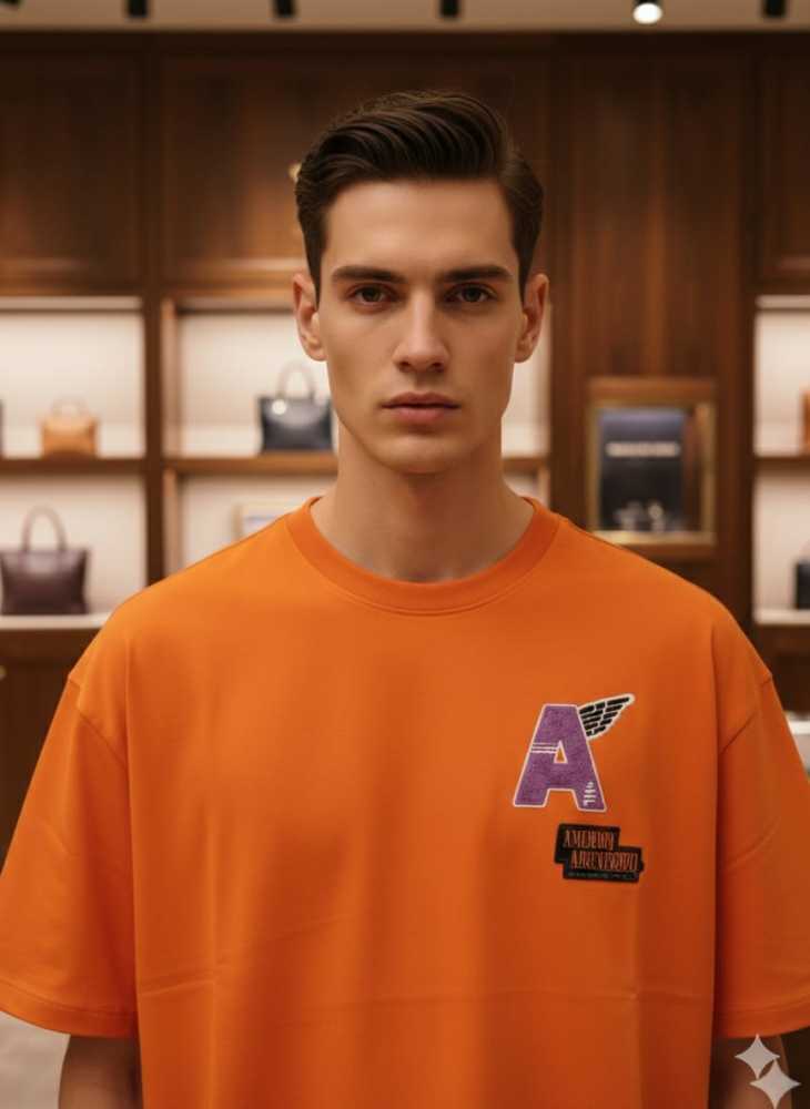 Armani Exchange Orange Premium Quality T-shirt-1