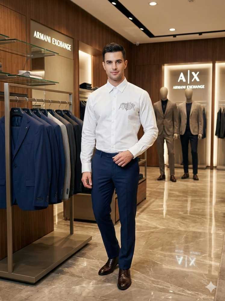 Armani Exchange White Premium Quality Cotton Shirt