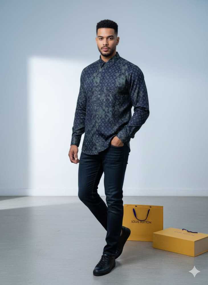Louis Vuitton Monogram Blue Premium Cotton Shirt