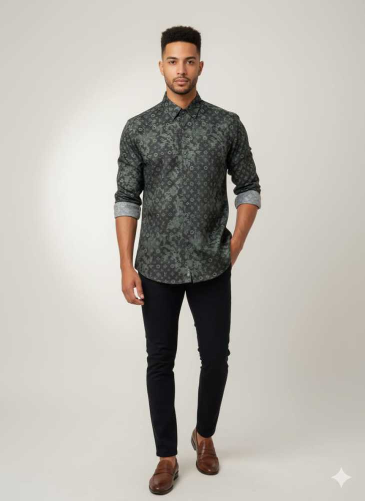 Louis Vuitton Monogram Green Premium Cotton Shirt