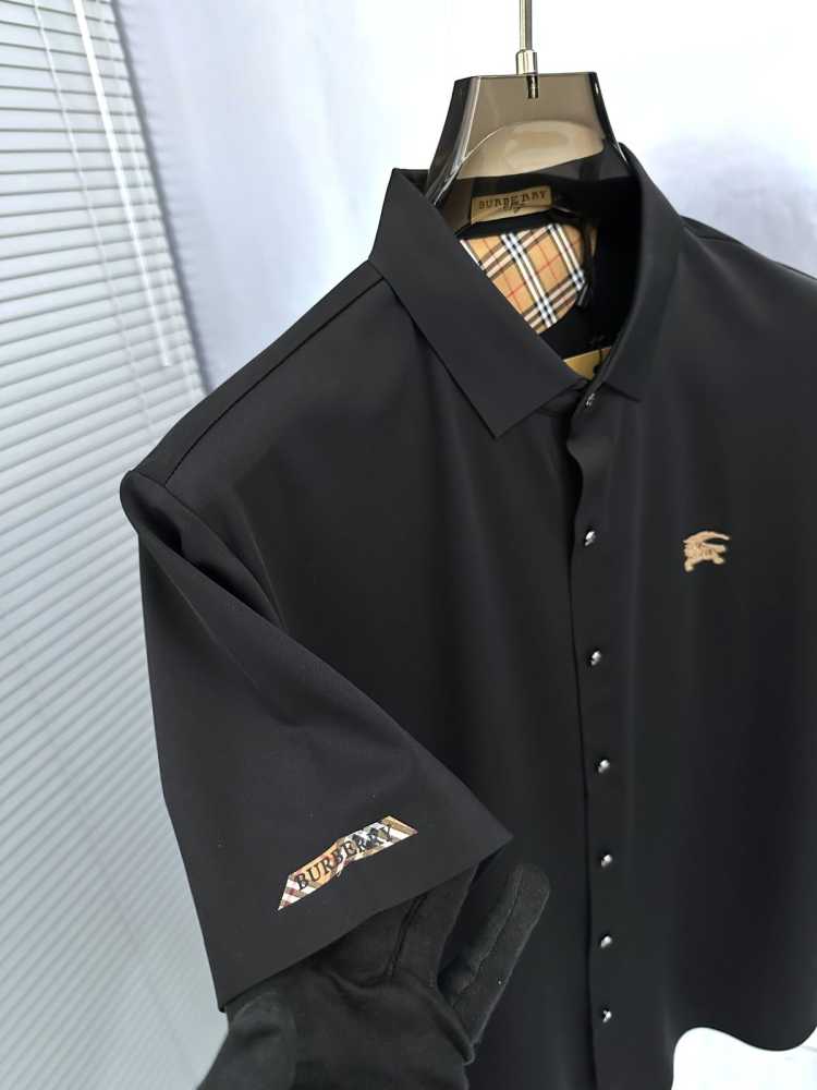 Burberry Black Premium Quality Short Sleeve Shirt-thumb-3