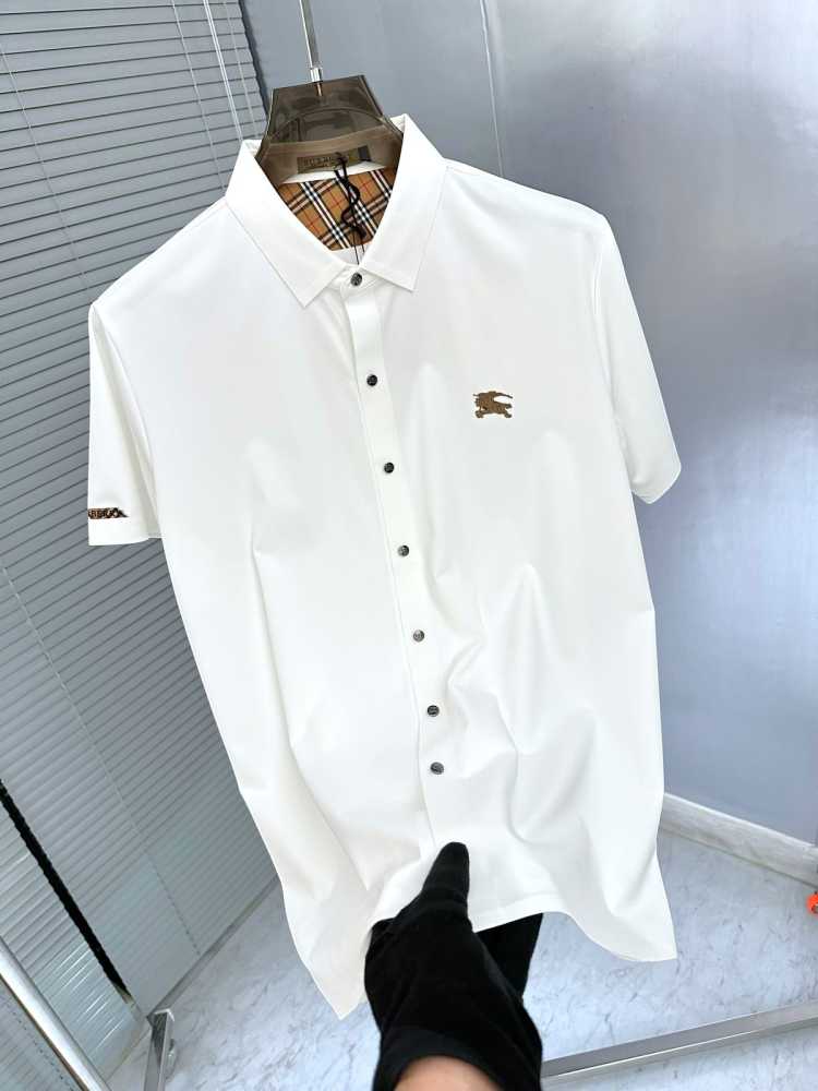 Burberry White Premium Quality Short Sleeve Shirt-1