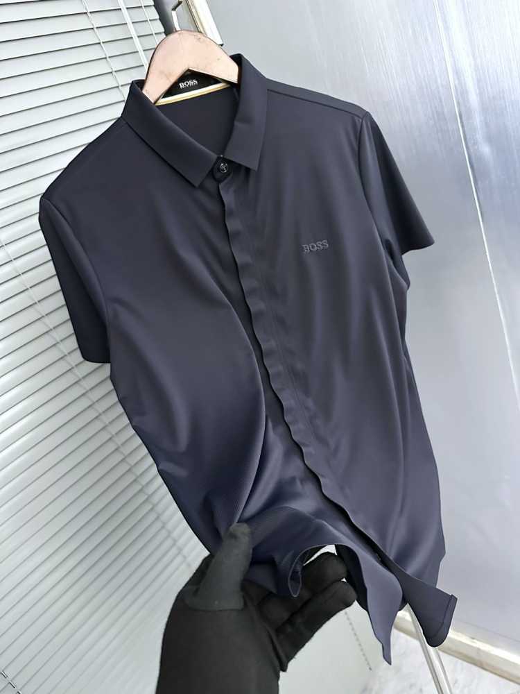 Hugo Boss Blue Premium Quality Short Sleeve Shirt-1