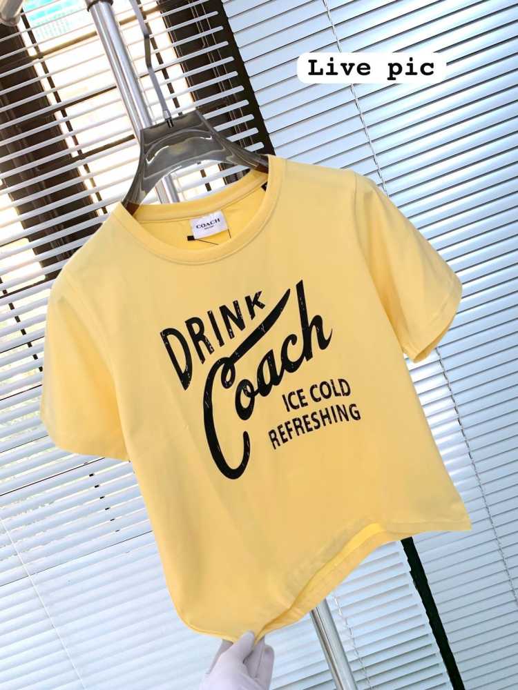 Coach Yellow Premium Quality Women T-shirt-2
