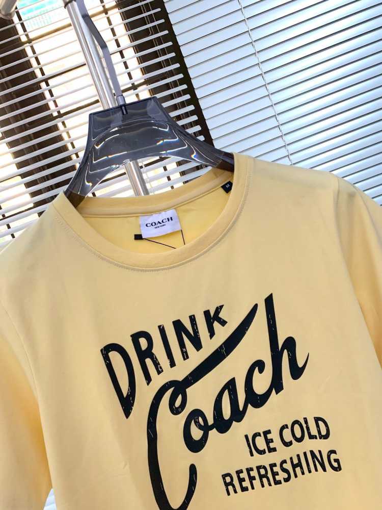 Coach Yellow Premium Quality Women T-shirt-1