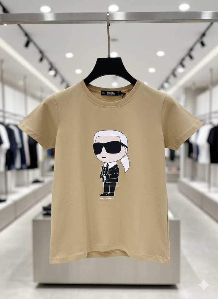 Karl Lagerfeld Brown Premium Quality Women T-shirt-1