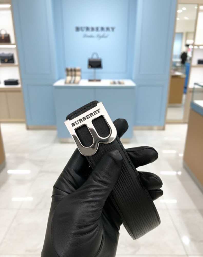 Burberry Silver Premium Quality Leather Belt-thumb-2