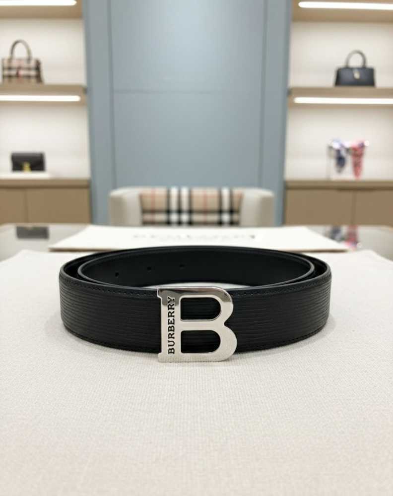 Burberry Silver Premium Quality Leather Belt