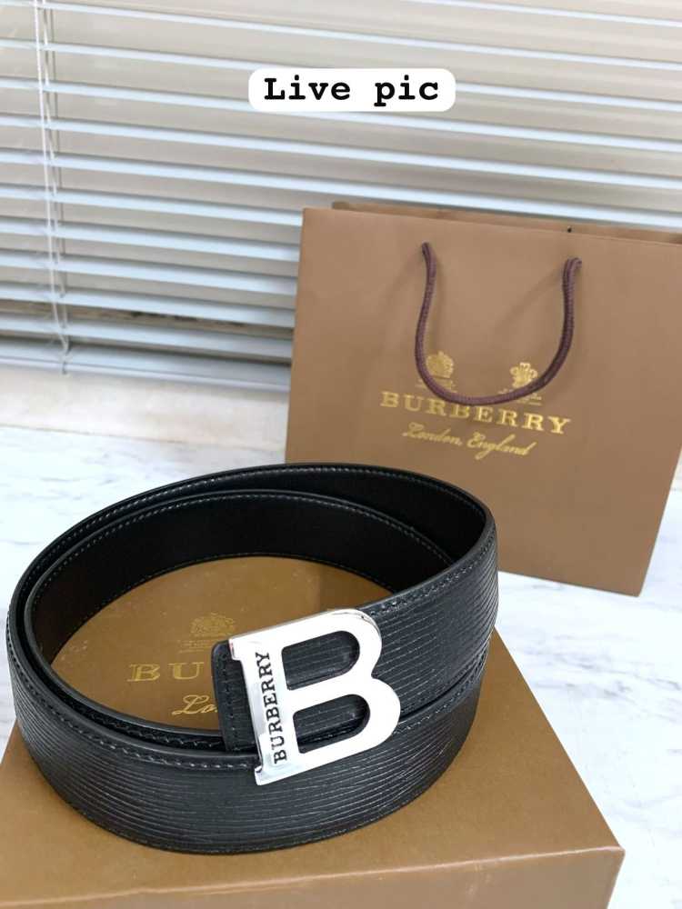 Burberry Silver Premium Quality Leather Belt-thumb-3