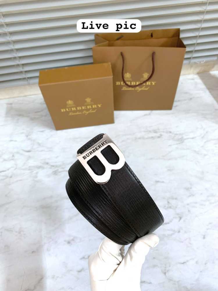Burberry Silver Premium Quality Leather Belt-thumb-4