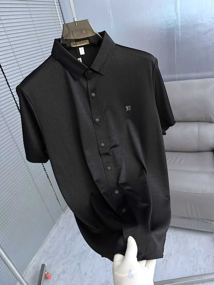 Burberry Black Premium Quality Short Sleeve Shirt-1