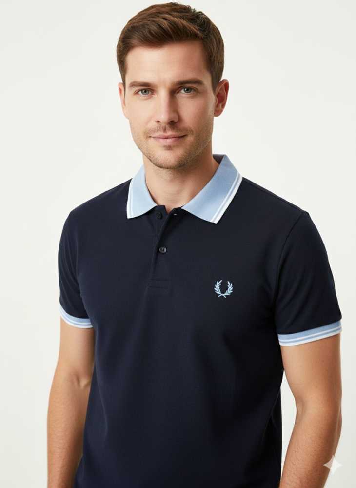 Fred Perry Embroidered logo Blue Premium T-shirt-thumb-1