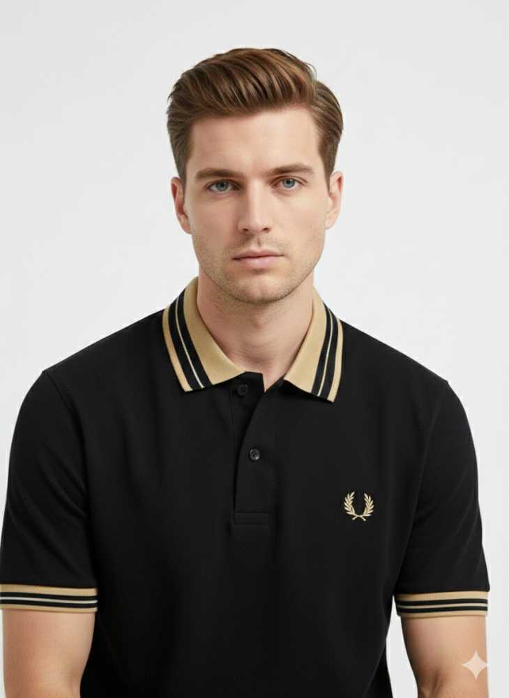 Fred Perry Embroidered logo Black Premium T-shirt-1