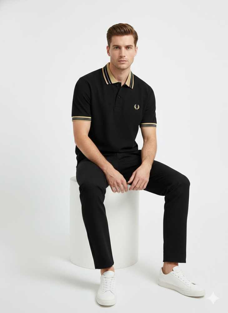 Fred Perry Embroidered logo Black Premium T-shirt
