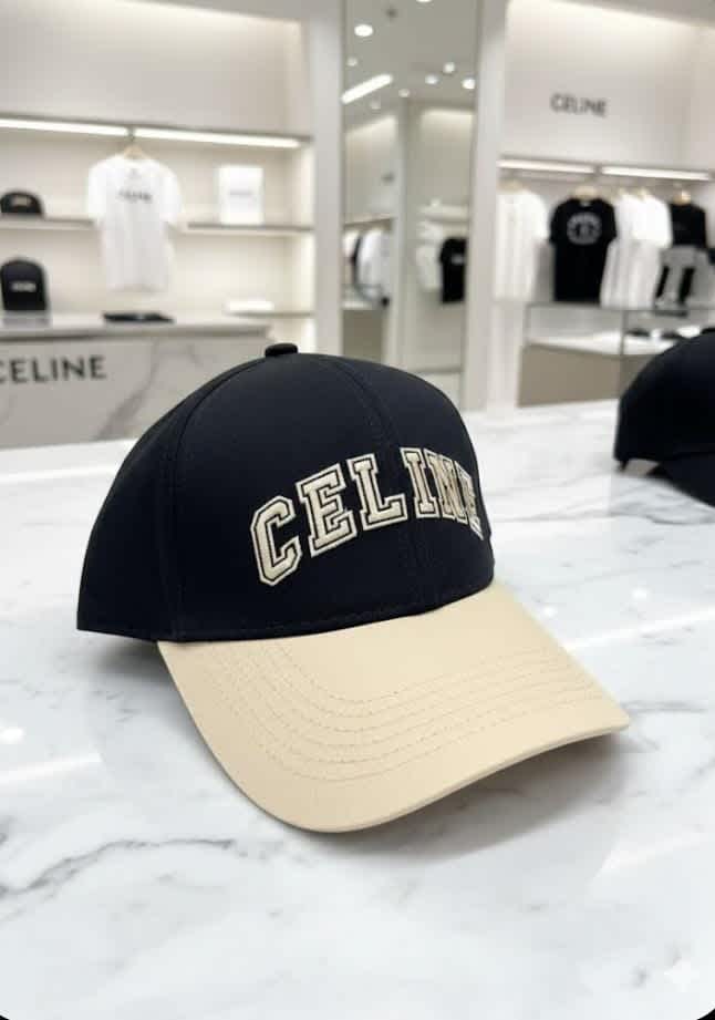 Celine Monogram Blue/Cream Premium Edition Cashmere Caps-thumb-0