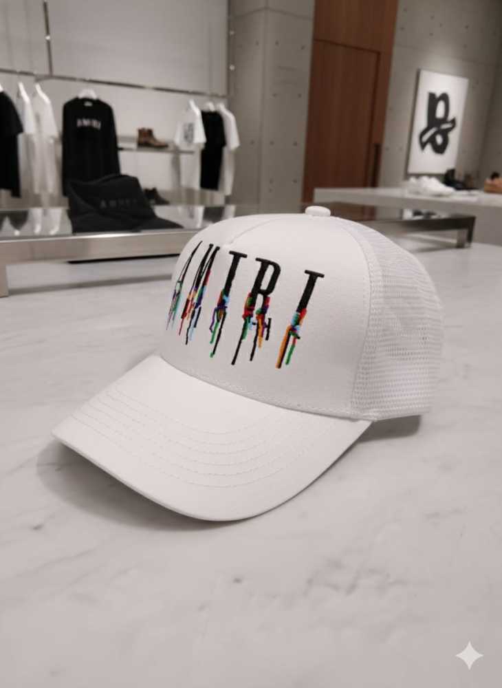 Amiri Monogram White Premium Edition Cashmere Caps-1