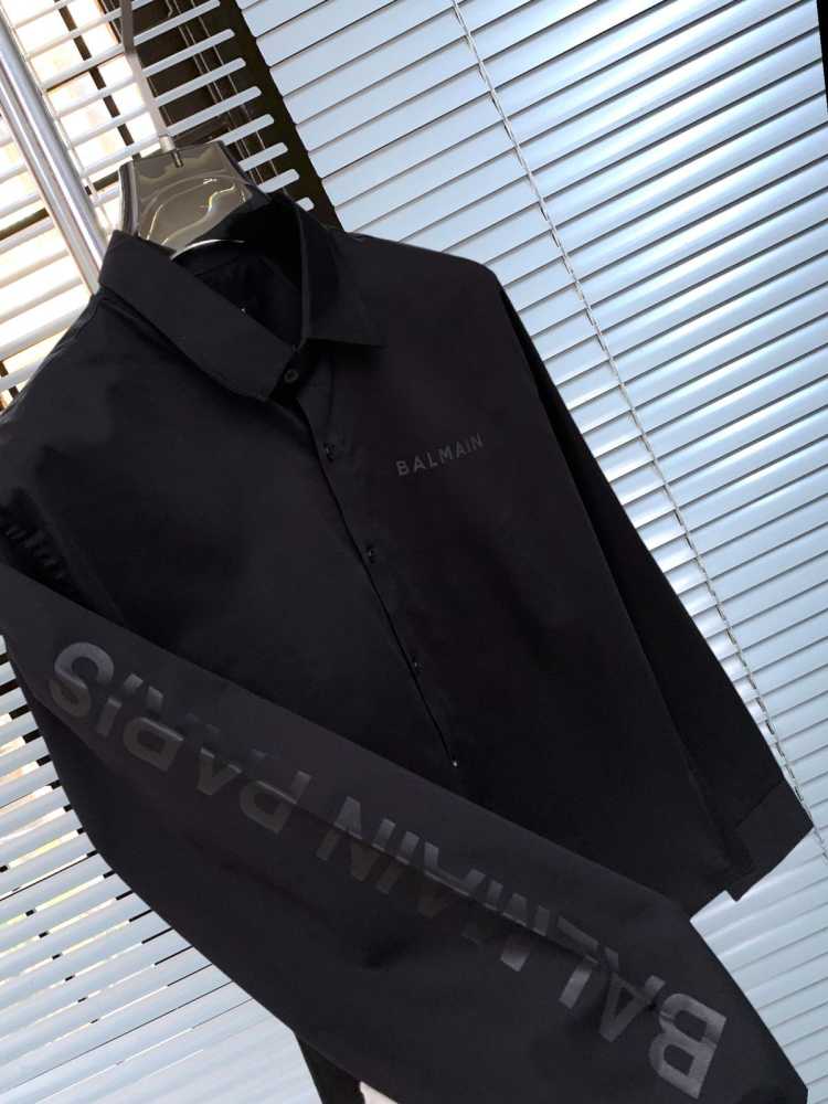 Balmain Embroidered Black Premium Cotton Shirt-1